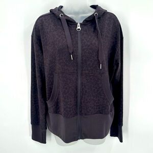 3/$15 APANA Hoodie Womens L  Animal Print Cheetah Full Zip Thumbholes Jacket Top